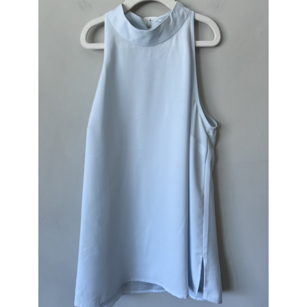 ANN TAYLOR Women's Baby Blue Crepe SLEEVELESS TANK TOP - Size XS Career Spring